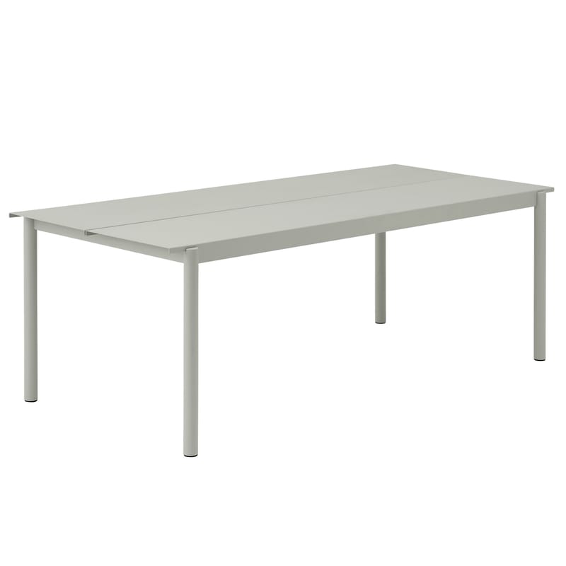 Jardin - Tables de jardin - Table rectangulaire Linear métal gris /  220 x 90 cm - Muuto - Gris clair - Acier revêtement poudre