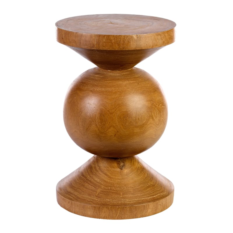 Furniture - Stools - Ball End table natural wood / Hand-carved wood - Pols Potten - Natural wood - Solid Dimb wood