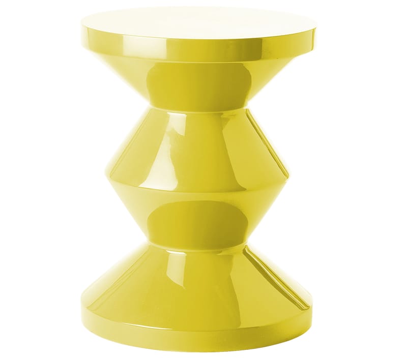 Furniture - Stools - Zig Zag Stool plastic material yellow Stool/Low table - Exclusivity - Pols Potten - Yellow - Lacquered polyester