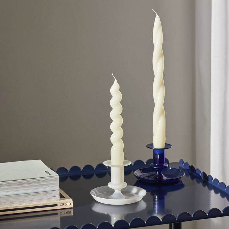Bougeoir Fleur Bleu En Grès - Pour Bougies à Tige - Décoration De Table, Ambiance - Collection Räder Colourful
