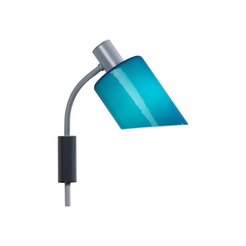 Luminaire - Appliques - Applique avec prise La Lampe de Bureau verre bleu / Charlotte Perriand, 1965 - Nemo - Bleu océan - Acier, Verre