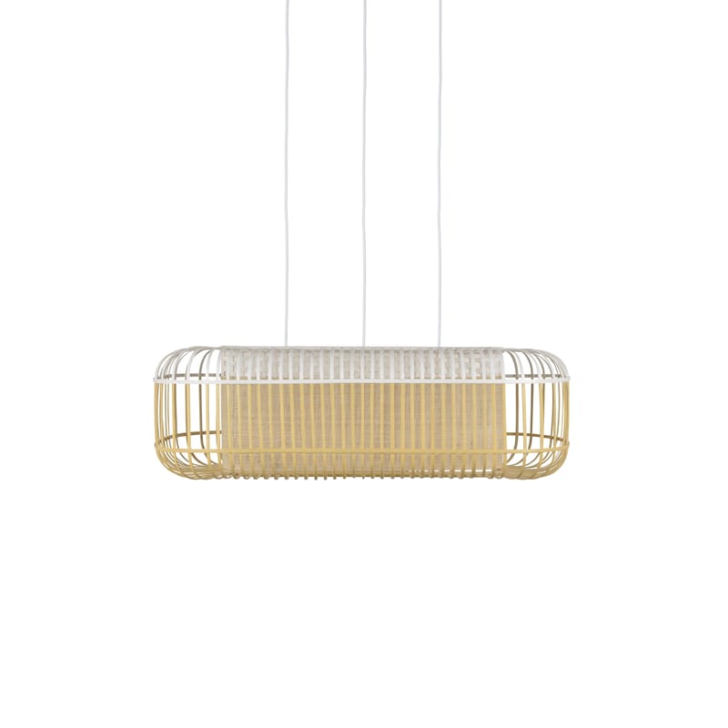Lighting - Pendant Lighting - Bamboo Oval Pendant wood white / Large - 78 x 45 x H 24 cm - Forestier - White - Bamboo