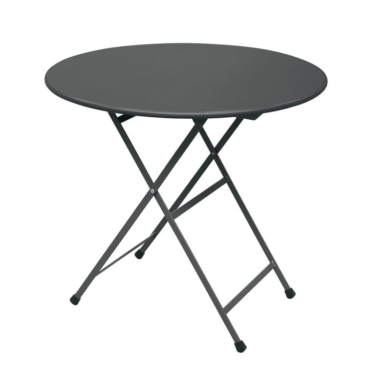 Outdoor - Garden Tables - Arc en Ciel Foldable table metal grey Ø 80 cm - Emu - Grey - Varnished stainless steel