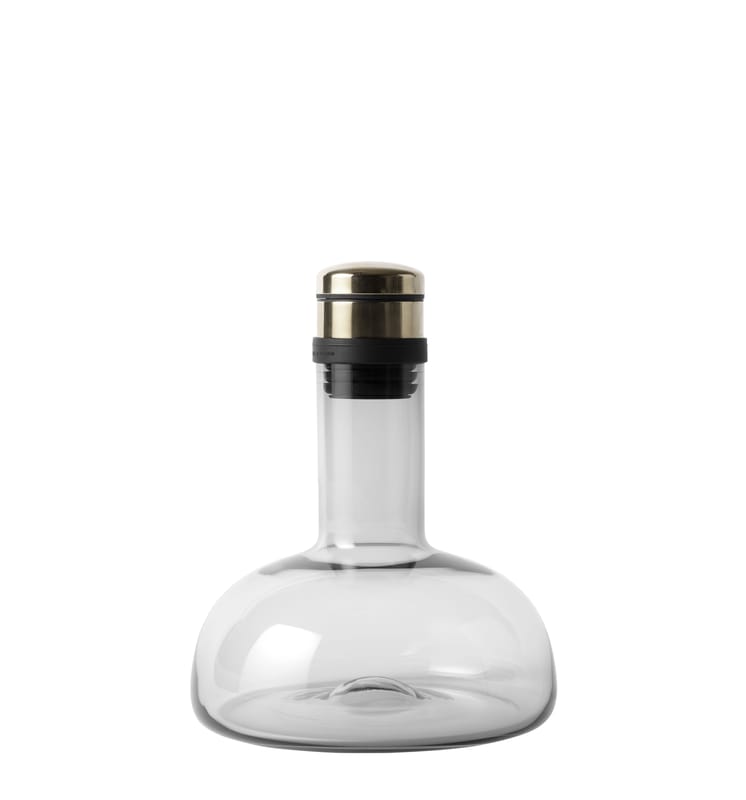 Tableware - Water Carafes & Wine Decanters -  Decanter glass grey transparent / 1 Litre - Audo Copenhagen - Brass / Smoky grey - Brass plated steel, Glass, Plastic, Silicone