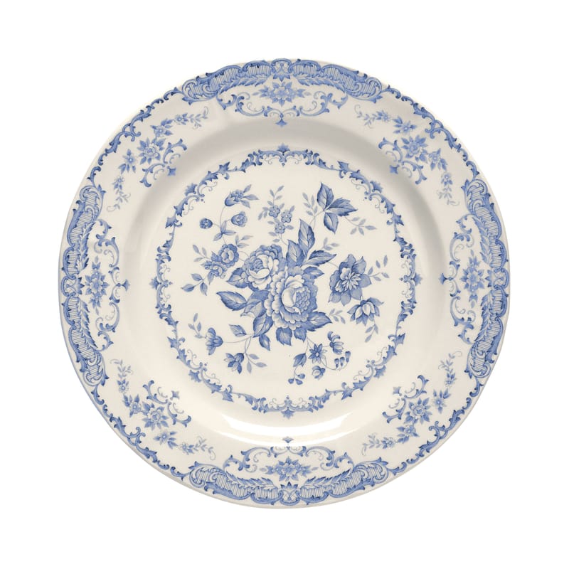 Tableware - Plates - Rose Dessert plate ceramic white blue / Ø 20.7 cm - Bitossi Home - Blue - Ironstone Ceramic