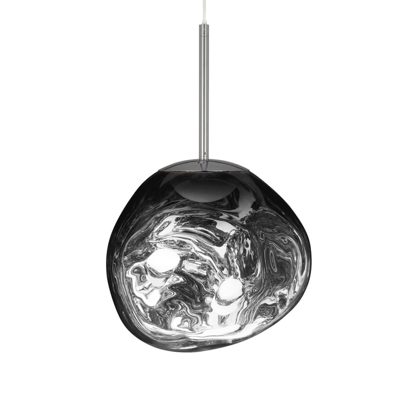 Lighting - Pendant Lighting - Melt Mini LED Pendant plastic material grey silver metal / Ø 28 cm - Metallic polycarbonate (changes colour) - Tom Dixon - Chromed - Polycarbonate