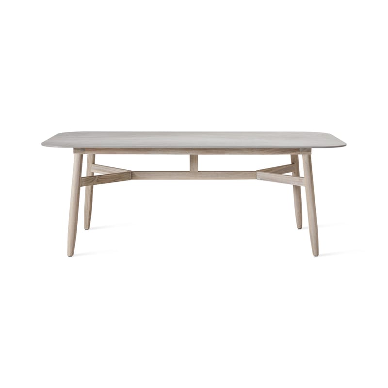 Outdoor - Garden Tables - David Rectangular table ceramic grey natural wood / Ceramic & aged teak - 210 x 100 cm - Vincent Sheppard - Grey (ceramic) / Aged teak legs - Aged solid teak, Ceramic