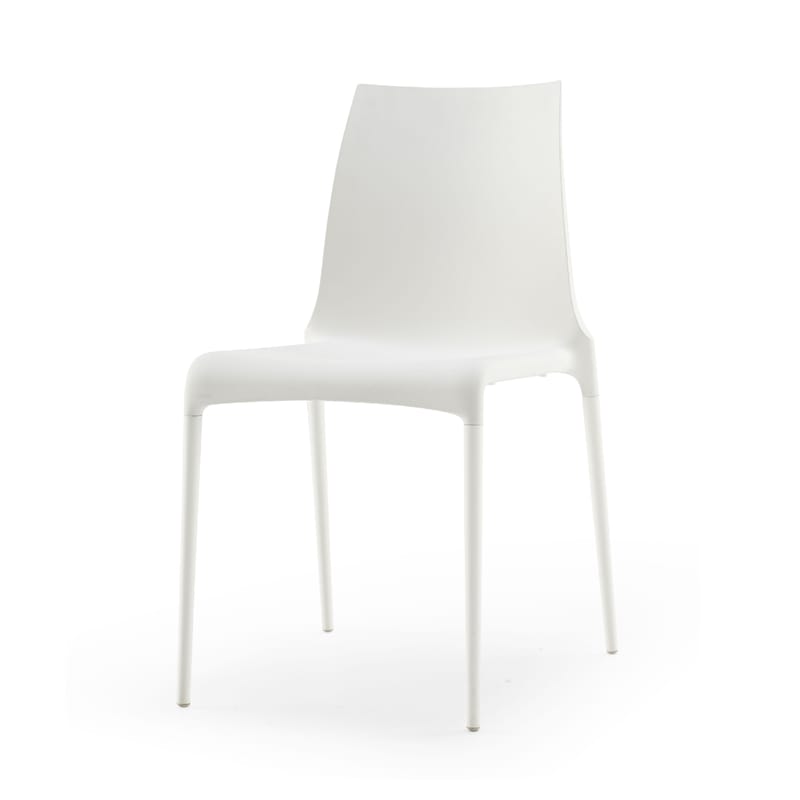Mobilier - Chaises, fauteuils de salle à manger - Chaise empilable Petra plastique blanc - Cinna - Blanc -  Polyuréthane moulé, Aluminium laqué