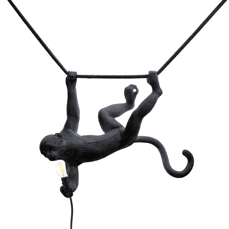 Luminaire - Suspensions - Lampe d\'extérieur Monkey Swing plastique noir / Outdoor - L 60 cm - Seletti - Noir - Résine