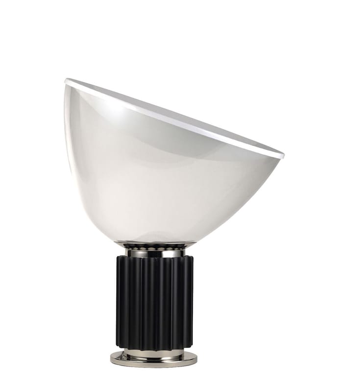 Leuchten - Tischleuchten - Tischleuchte Taccia LED Small (1962) glas schwarz / Diffusor aus Glas - H 48 cm - Flos - Sockel schwarz - Aluminium, geblasenes Glas