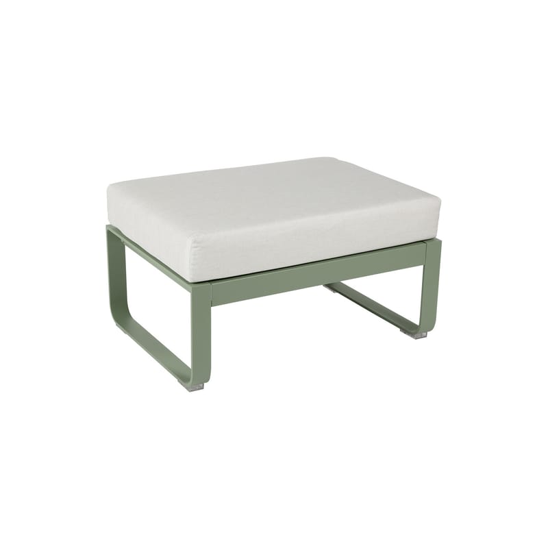 Furniture - Poufs & Floor Cushions - Bellevie Pouf textile white / Coffee table - Flannel grey fabric / 74 x 53 cm - Fermob - Cactus / Grey-white fabric - Aluminium, Foam, Sunbrella Outdoor Fabric