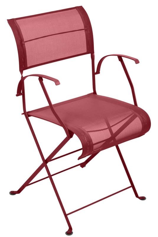 Mobilier - Chaises, fauteuils de salle à manger - Fauteuil pliant Dune tissu rouge - Fermob - Piment - Acier laqué, Toile polyester