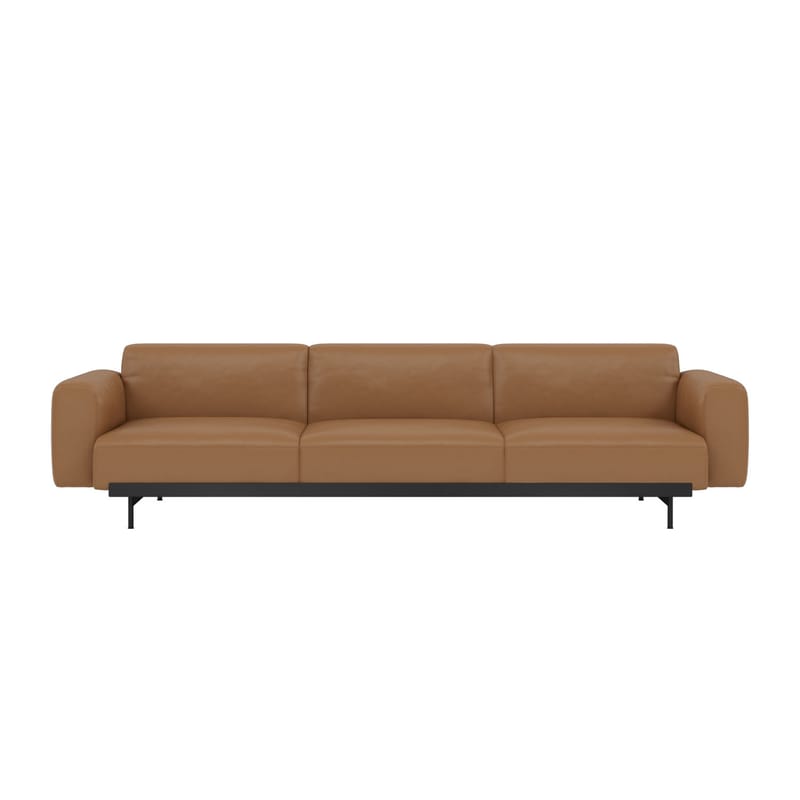 Furniture - Sofas - In Situ n°1 Straight sofa leather brown / 3 seats - Leather / L 279 cm - Muuto - Cognac (leather) -  Ouate, Foam, Leather, Powder coated steel, Wood