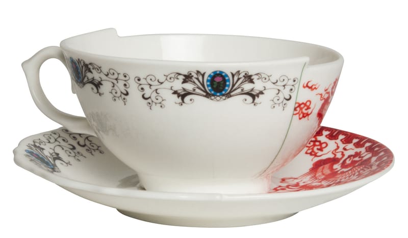Table et cuisine - Tasses et mugs - Tasse à thé Hybrid Zora céramique multicolore / Set tasse + soucoupe - Seletti - Zora - Porcelaine Bone China