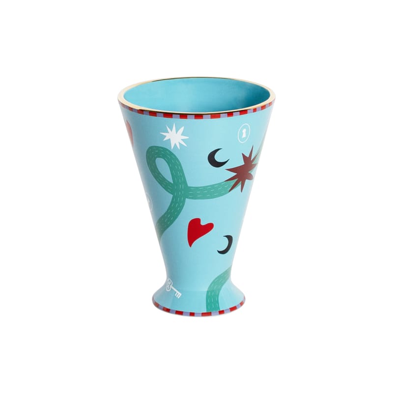 Decoration - Vases - Star Vase ceramic blue / Ø 14 x H 20 cm - Bitossi Home - Blue & multicolour - China