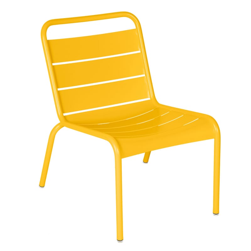 Mobilier - Fauteuils - Chaise lounge Luxembourg métal jaune / Assise basse - Fermob - Miel texturé - Aluminium