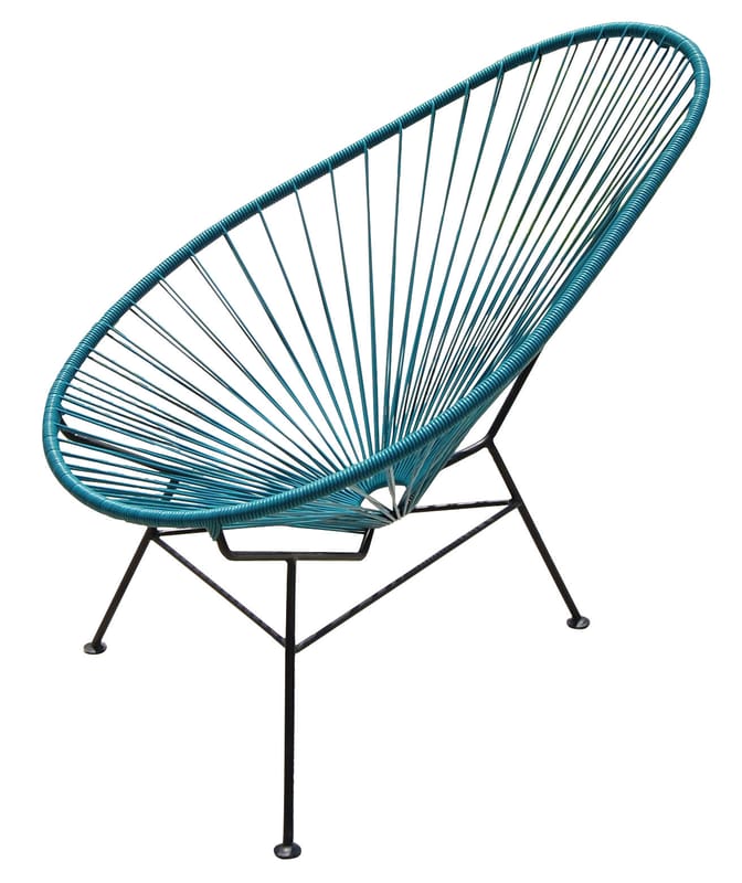 Furniture - Armchairs - Acapulco Low armchair metal plastic material blue - OK Design pour Sentou Edition - Petrol blue - Lacquered steel, Plastic material