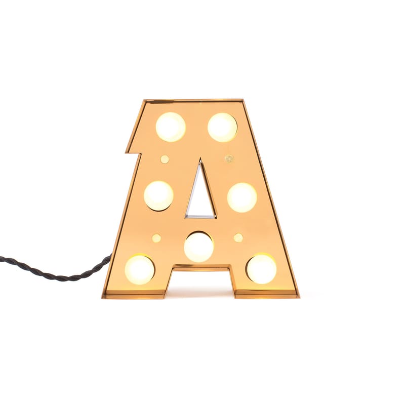 Decoration - Children\'s Home Accessories - Caractère Table lamp metal gold / Wall light - Letter A - H 20 cm - Seletti - A - Lacquered metal