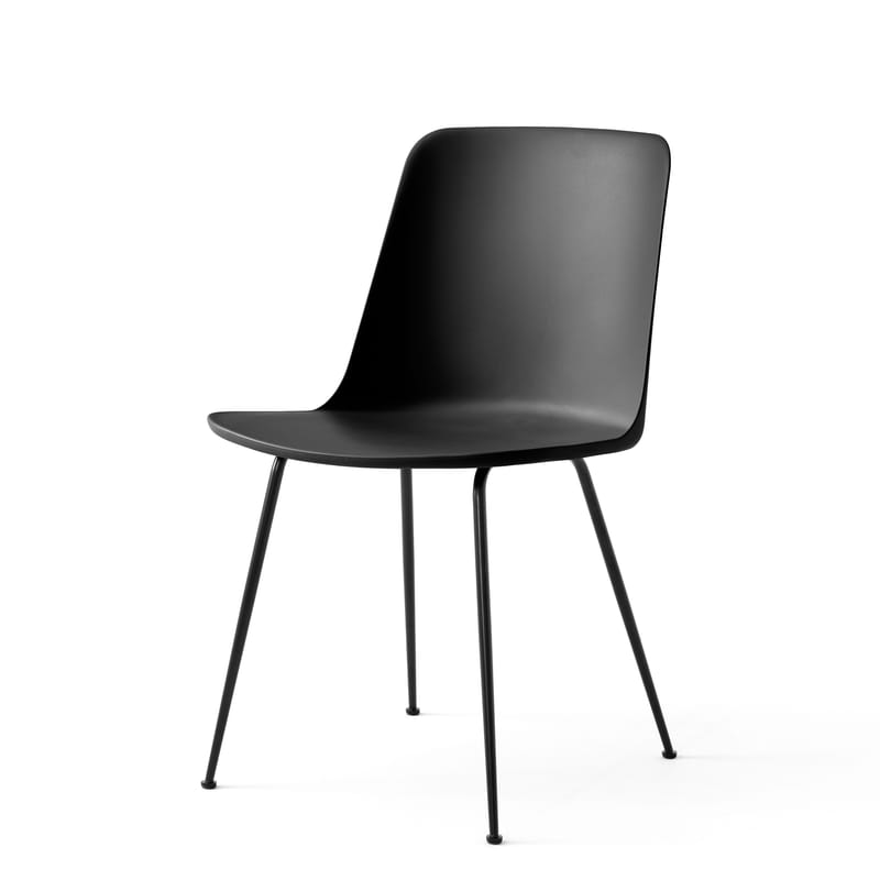 Furniture - Chairs - Rely HW6 Chair plastic material black / Recycled plastic - &tradition - Black / Black legs - Fibreglass, Recycled polypropylene, Steel