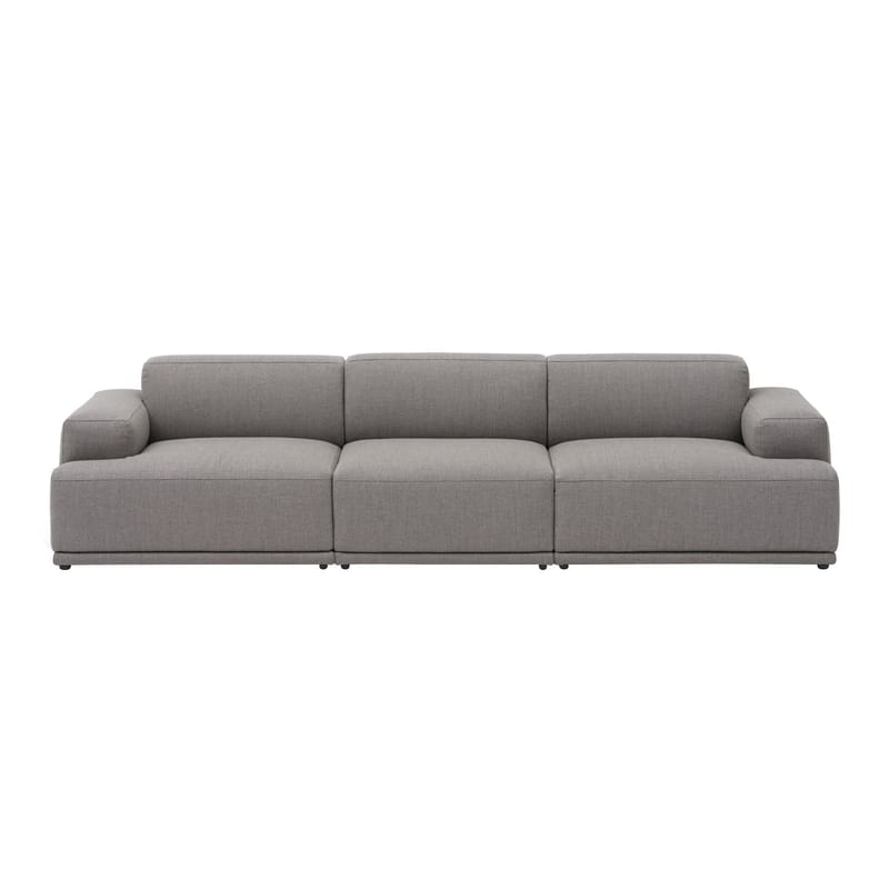Furniture - Sofas - Connect Soft n°1 Straight sofa textile grey / 3 seats - 3 modules / L 288 cm - Muuto - Light grey (Rewool 128 fabric) - Fabric, Foam, Wood