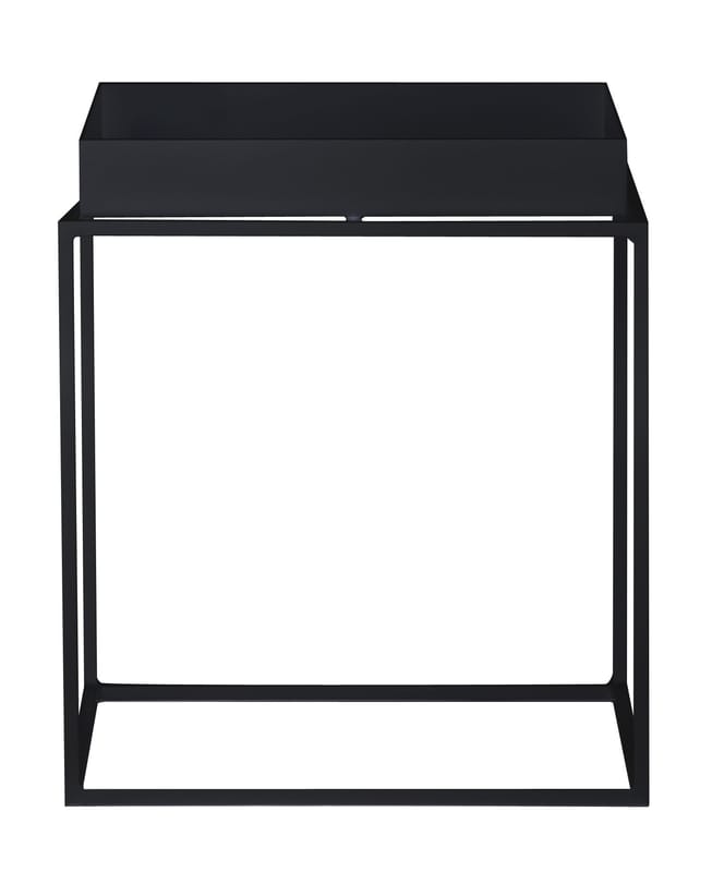Furniture - Coffee Tables - Tray Coffee table metal black Square - H 30 cm / 30 x 30 cm - Hay - Black - Lacquered steel