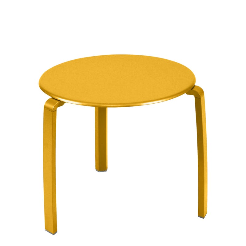 Furniture - Coffee Tables - Alizé End table metal yellow / Ø 48 cm - Metal - Fermob - Textured honey - Painted aluminium