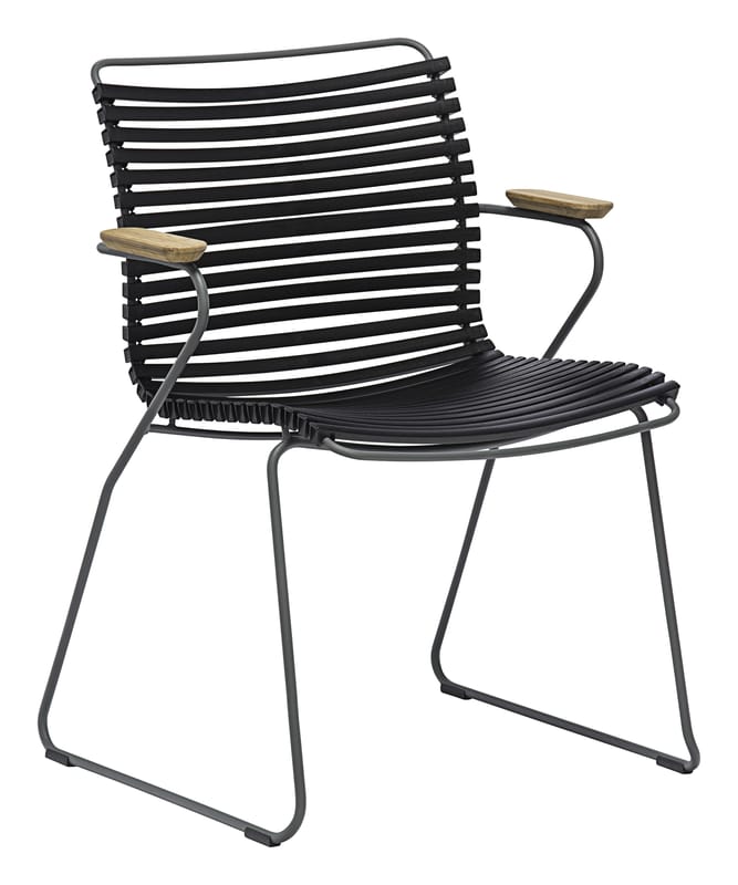 Furniture - Chairs - Click Armchair plastic material black / Plastic & bamboo armrests - Houe - Black - Bamboo, Metal, Plastic material