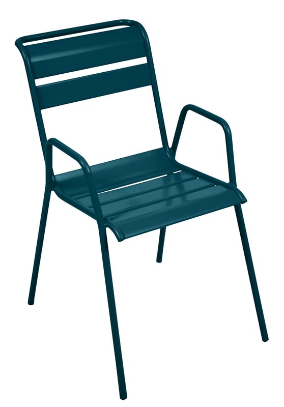 Möbel - Stühle  - Stapelbarer Bridge-Sessel Monceau metall blau / Metall - Fermob - Acapulcoblau - bemalter Stahl