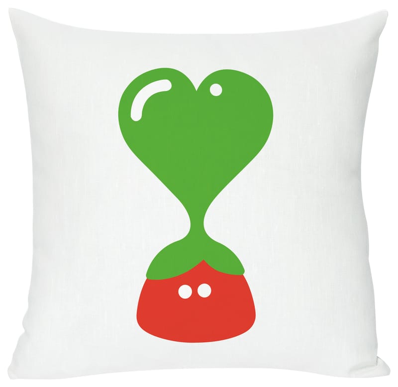 Interni - Per bambini - Cuscino Green heart tessuto bianco rosso verde - Domestic - Green heart - Bianco, verde & rosso - Cotone, Lino