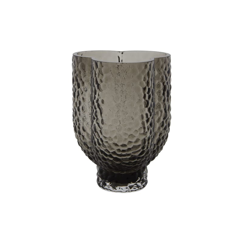 Decoration - Vases - Arura Trio Vase glass grey / 13.5 x 11.9 x H 18 cm - Textured glass - AYTM - Grey - Mouth blown glass