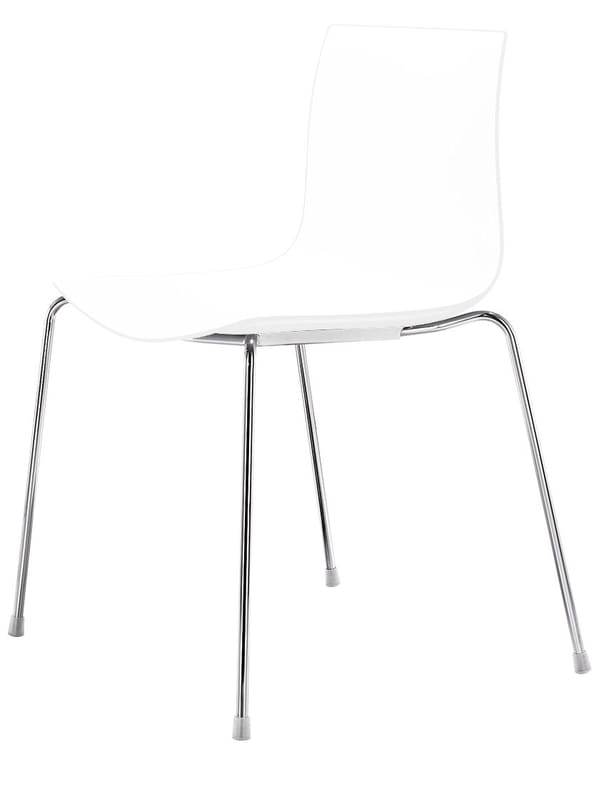 Mobilier - Chaises, fauteuils de salle à manger - Chaise empilable Catifa 46 / Coque unie - Arper - Blanc - Acier chromé, Polypropylène