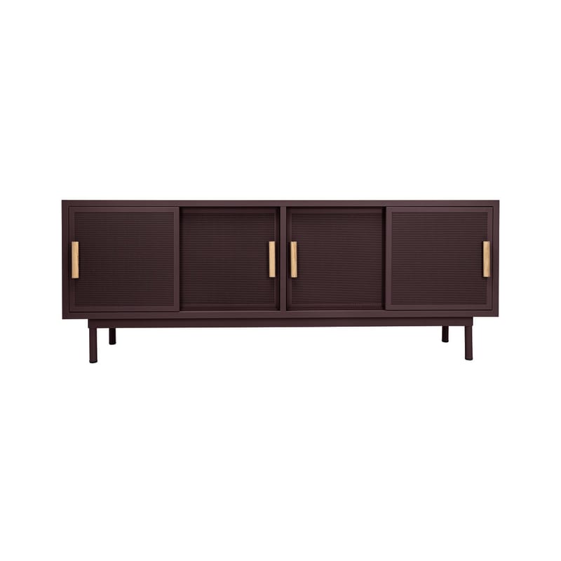 Furniture - Dressers & Storage Units - 4 portes Dresser metal brown / L 200 x H 75 cm - Perforated steel & oak - Tolix - Dark chocolate (fine matt texture) - Oak, Steel