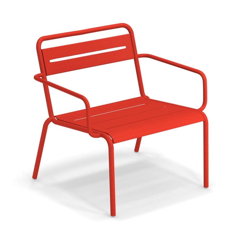 Furniture - Armchairs - Star XL Stackable low armchair metal red / L 118 cm - Aluminium - Emu - Scarlet red - Aluminium