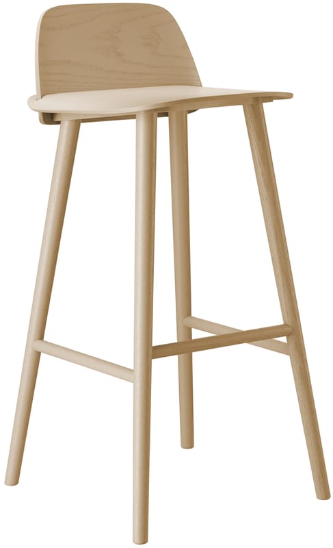 Furniture - Bar Stools - Nerd Bar chair natural wood H 75 cm - Wood - Muuto - Natural wood - Oak plywood, Solid oak