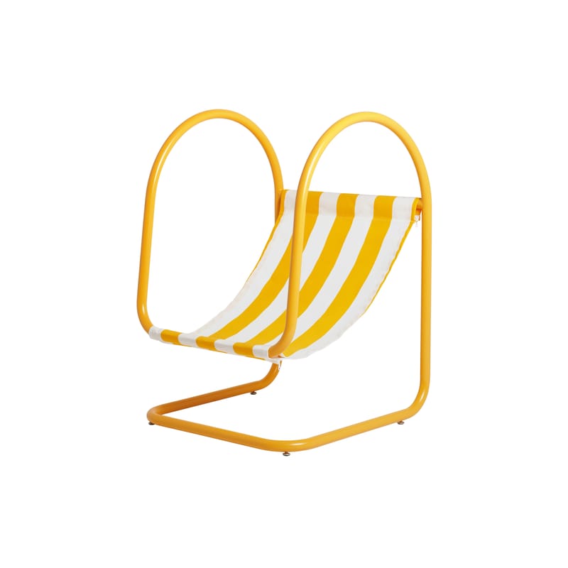 Mobilier - Fauteuils - Fauteuil Grand Parad métal jaune / L 80 x H 120 cm - Axel Chay - Jaune / Toile jaune & blanche - Acier thermolaqué, Toile acrylique
