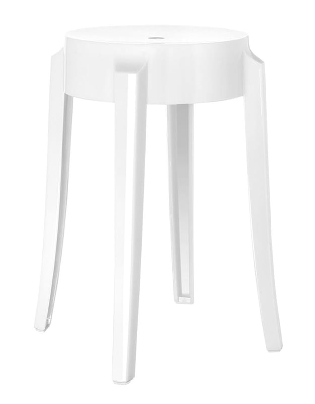 Furniture - Stools - Charles Ghost Stackable stool plastic material white H 46 cm - Kartell - Opaqua white - Polycarbonate
