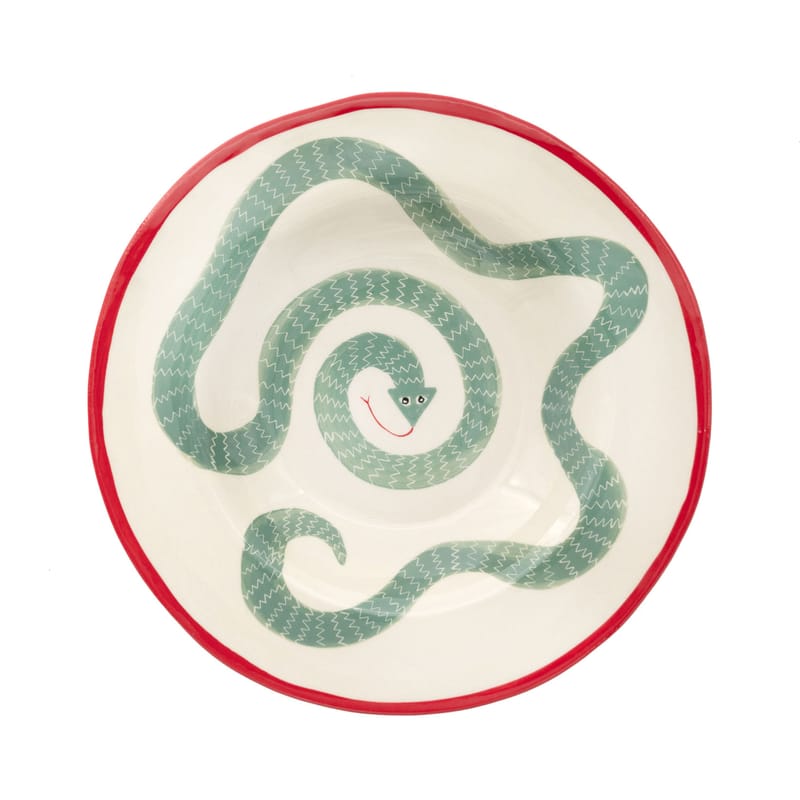 Tableware - Plates - Sneaky You Plate ceramic green / Ø 26 cm - Hand-painted - LAETITIA ROUGET - Sneaky / Green - Sandstone