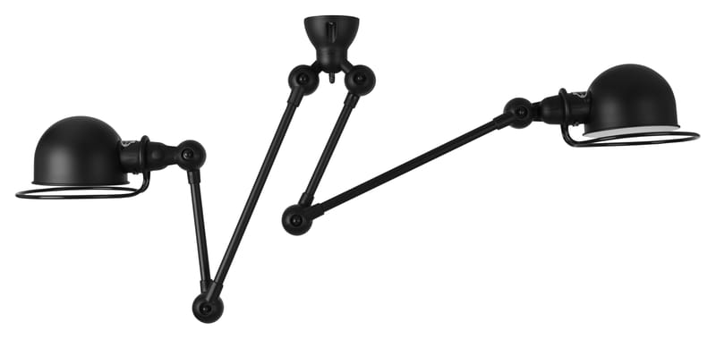 Luminaire - Suspensions - Suspension Loft métal céramique noir /Double - 2 bras - L max 130 cm - Jieldé - Noir mat - Acier inoxydable, Porcelaine