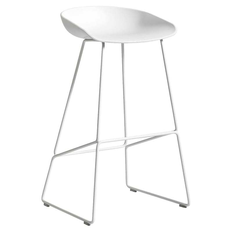 Furniture - Bar Stools - About a stool AAS 38 HIGH Bar stool plastic material white / H 75 cm - Recycled - Hay - White / White base - Lacquered steel, Recycled polypropylene