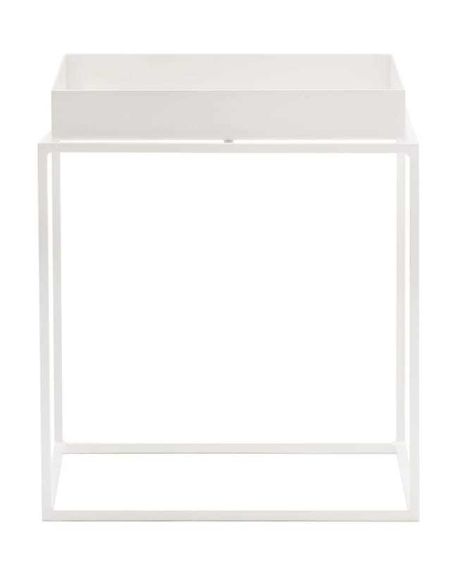 Furniture - Coffee Tables - Tray Coffee table metal white Square - H 40 cm / 40 x 40 cm - Hay - White - Lacquered steel