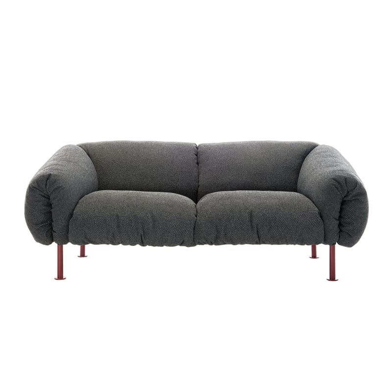 Furniture - Sofas - Za:Za Straight sofa textile grey / L 240 cm - Fabric - Zanotta - Grey fabric (Quid 40357) / Red legs - Fabric, Polyester, Polyurethane, Steel