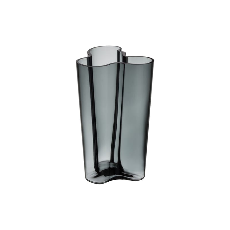 Décoration - Vases - Vase Aalto verre gris / 17 x 17 x H 25 cm - Alvar Aalto, 1936 - Iittala - Gris foncé - Verre soufflé bouche