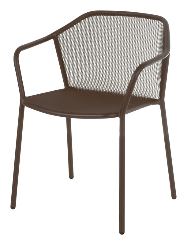 Mobilier - Chaises, fauteuils de salle à manger - Fauteuil bridge Darwin marron métal / Empilabl - Emu - Marron d\'Inde - Acier verni