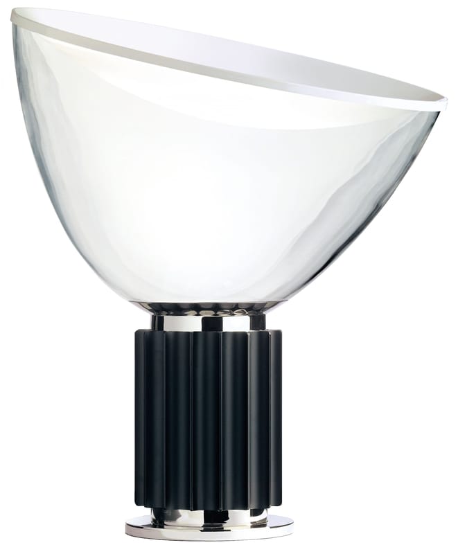 Luminaire - Lampes de table - Lampe de table Taccia LED verre noir / H 64,5 cm - Castiglioni, 1962 - Flos - Noir / Transparent - Aluminium, Verre soufflé bouche