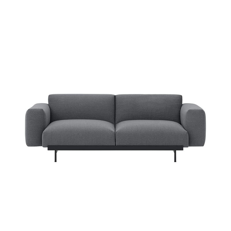 Furniture - Sofas - In Situ n°1 Straight sofa textile grey / Fabric - L 198 cm - Muuto - Dark grey (Ocean 80 fabric) -  Ouate, Fabric, Foam, Powder coated steel, Wood