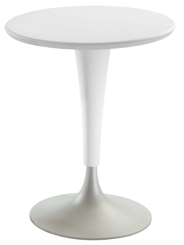 Outdoor - Garden Tables - Dr. Na Round table plastic material beige - Kartell - White wax - Anodized aluminium, Polypropylene