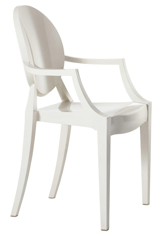 Furniture - Chairs - Louis Ghost Stackable armchair plastic material white Polycarbonate - Kartell - Opaque white - Polycarbonate 2.9