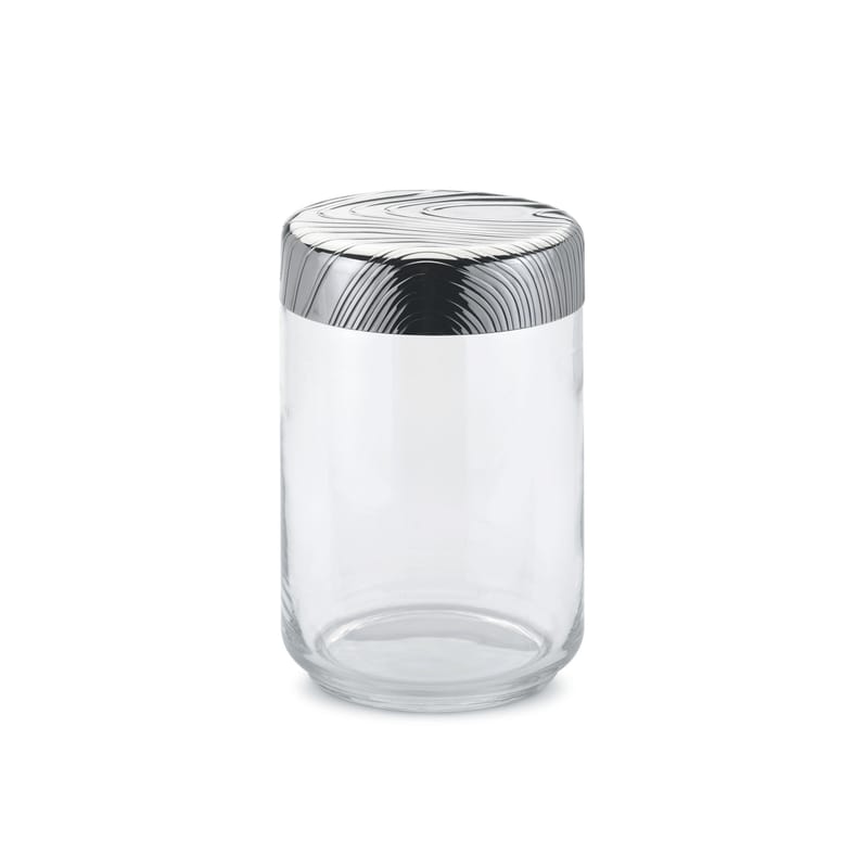 Tableware - Storage jars and boxes - Veneer Airtight jar metal glass transparent / 100 cl - Alessi - 100 cl / Steel & transparent - Glass, Stainless steel