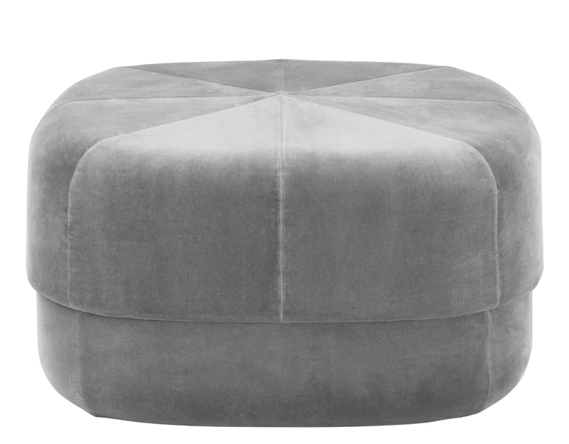 Furniture - Poufs & Floor Cushions - Circus Large Pouf textile grey Coffee table - Large - 65 x 65 cm - Normann Copenhagen - Grey velour - Cotton, Velvet