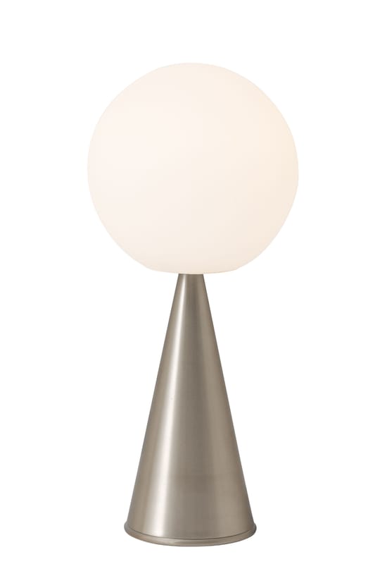 Lighting - Table Lamps - Bilia Table lamp glass white silver metal / H 43 cm - By Gio Ponti (1932) - Fontana Arte - Nickel - Brushed nickel-plated metal, Satin blown glass